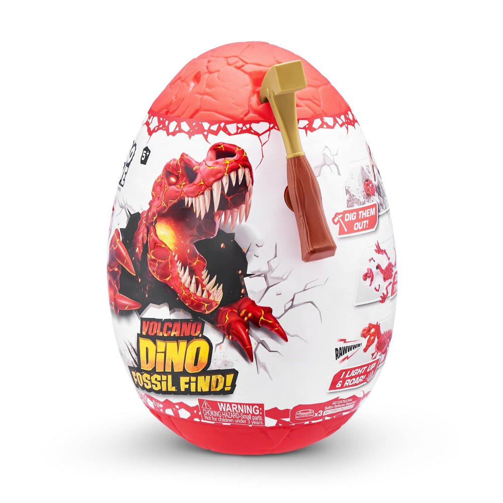 Robo Alive Dino Fossil FIND Series 2 Surprise Dinosaur Egg Volcano Assorted (T-REX, Ankylosaurus, Triceratops, Stegosaurus)