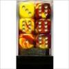 212 Main 26650 D6 Cube Gemini Set of 12 Dice 16 mm - Red & Yellow with Silver Numbering view 1