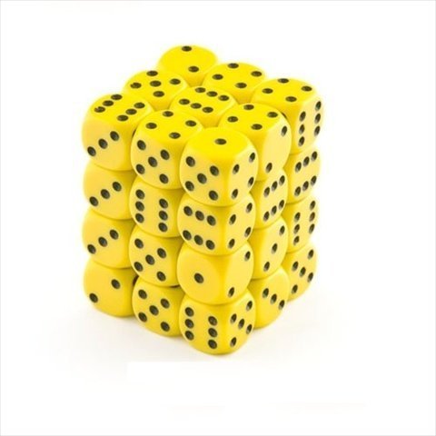 212 Main 25802 Opaque Yellow with Black - 12 mm Six Sided Dice Set of 36