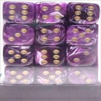 212 Main 27837 12 mm Vortex Purple with Gold Numbers D6 Dice Set of 36