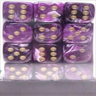212 Main 27837 12 mm Vortex Purple with Gold Numbers D6 Dice Set of 36
