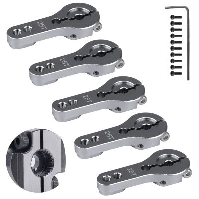 5 PCS FriHobby M3 25T Servo Horns Aluminum Servo Arms for Futaba Savox Axial HL HSP HD Xcore RC Crawler Car Truck Buggies Drift Racing Car Airplane-Silver