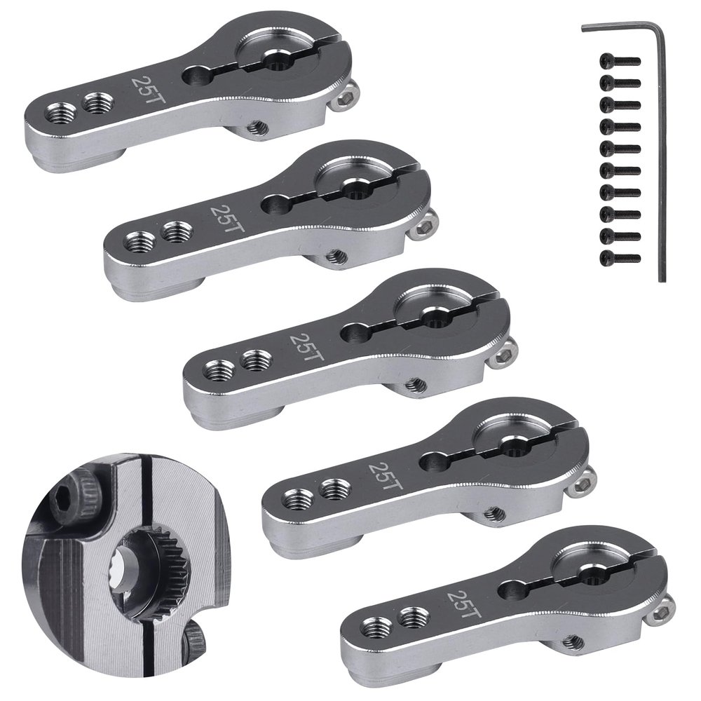 5 PCS FriHobby M3 25T Servo Horns Aluminum Servo Arms for Futaba Savox Axial HL HSP HD Xcore RC Crawler Car Truck Buggies Drift Racing Car Airplane-Silver