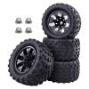 FriHobby 1/10 Scale RC Monster Truck Wheels Tires Set 12mm Hex 2.8 Tires Compatible with Traxxas Stampede Hoss Rustler Redcat Blackout Volcano EPX Brushless Lipo Power 2S-4S (Non-Glued) view 1