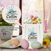 Lynasoi Easter Basket with Bunny Ears, Personalized Easter Basket, Easter Baskets for Kids - White Smile Bunny view 2