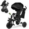 KRIDDO 8-in-1 Foldable Tricycle Stroller for Toddlers 18 Months to 5 Years, 5-Point Seatbelt, 1-Step Brake Pedal, Extended Canopy, Triple Footrest, Safety Rearview Window, Detachable Guardrail, Grey view 1