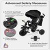 KRIDDO 8-in-1 Foldable Tricycle Stroller for Toddlers 18 Months to 5 Years, 5-Point Seatbelt, 1-Step Brake Pedal, Extended Canopy, Triple Footrest, Safety Rearview Window, Detachable Guardrail, Grey view 3