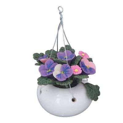 1 : 12 Miniature Dollhouse Plants Realistic Mini Clay Hanging Phalaenopsis Potted Flower Model Decoration