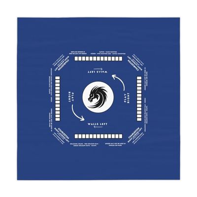 Mahjong with Rules- Mahjong Tablecloth Size 55 x 55, Mahjong with Instructions, Great for Beginners Learning How to Play (Blue)