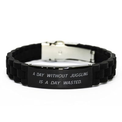 Best Juggling Gifts, A Day Without Juggling is a Day, Juggling Black Glidelock Clasp Bracelet From Friends, Gifts For Friends, Gift ideas for her, Gift ideas for him, Gift ideas for, Christmas gift