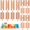 16 Pcs Straight Wooden Tracks Expansion Wood Train Track Connectors and Adapters Male Male Female Female Wood Train Track Pieces Accessories Wooden Tracks Bridge for Most Major Toy Trains Railway view 1