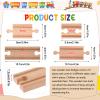 16 Pcs Straight Wooden Tracks Expansion Wood Train Track Connectors and Adapters Male Male Female Female Wood Train Track Pieces Accessories Wooden Tracks Bridge for Most Major Toy Trains Railway view 2