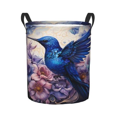 Foruidea Flower Hummingbird Laundry Basket,Laundry Hamper,Collapsible Storage Bin, Oxford Fabric Clothes Baskets,Nursery Hamper For Home,Office,Dorm,Gift Basket