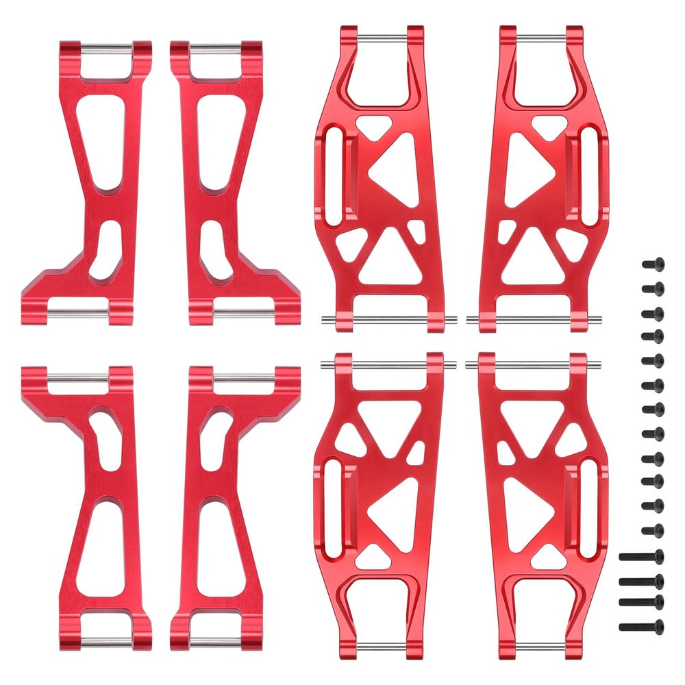 AllinRC 6061-T6 Aluminum Suspension Arms Front & Rear Upper/Lower Link Set for Traxxas X-Maxx 89076 89086 (Replacement for WideMaxx 8995/8998/8999, Red, 8PCS)