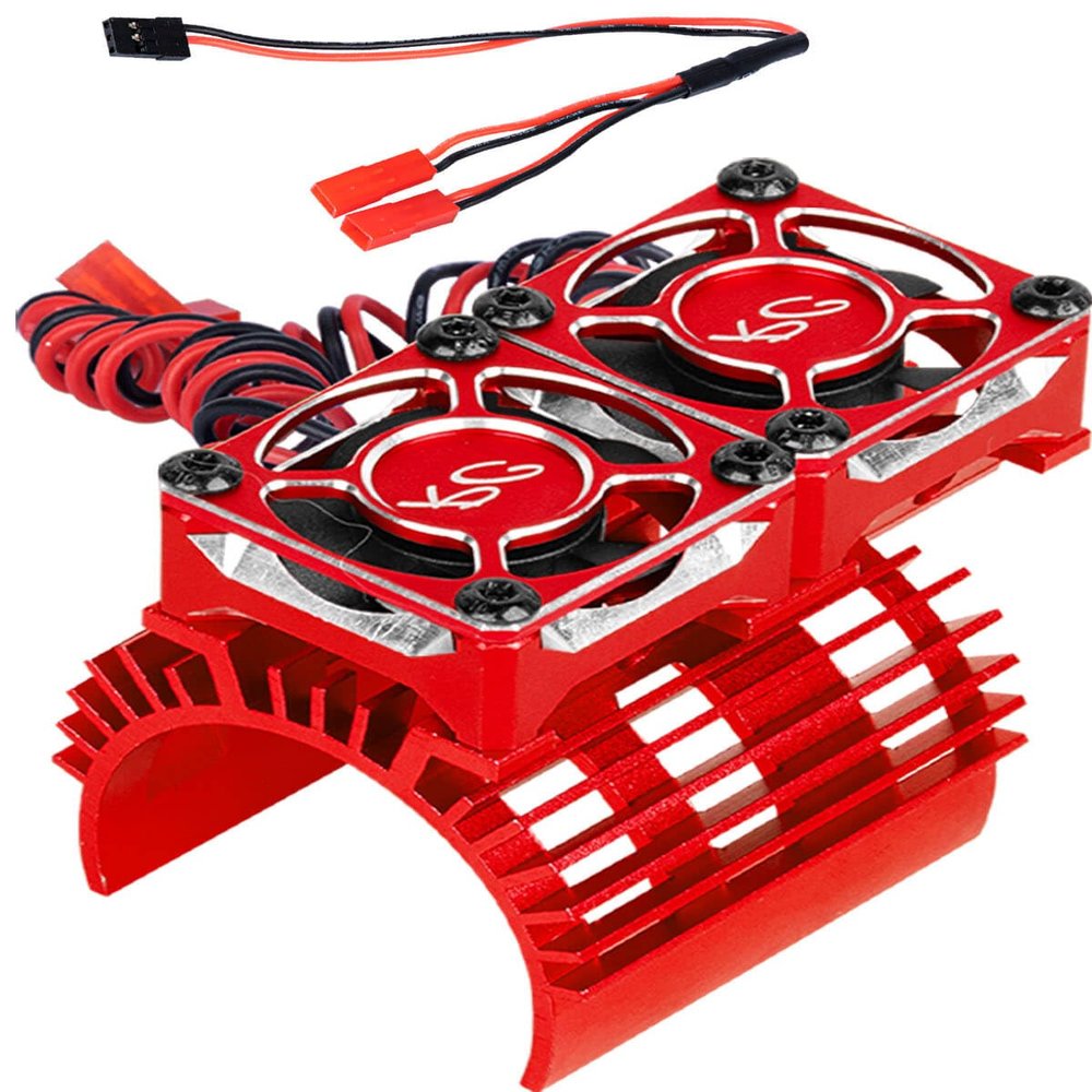RCMYou Cooling Fans 30mm 27000rpm Motor Fan with Metal Heatsink 4068 4076 4082 4092 Brushless Motor Heatsink Update Parts for 1/8 RC Car 40mm 42mm Brushless Motors,Red