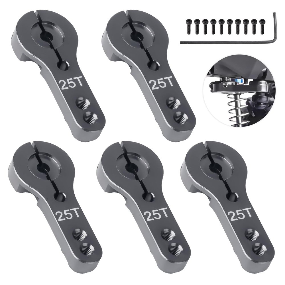 5 Pack Hobbyfire 25T Metal Servo Horns M3 Threads Steering Arm for RC Crawler Car Truck Buggy Parts