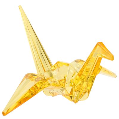 Baluue Crystal Origami Crane Model, Desktop Origami Crane Figure Transparant Animal Statue Paper Crane Decor Children Origami Crane Toys Orange Ornaments