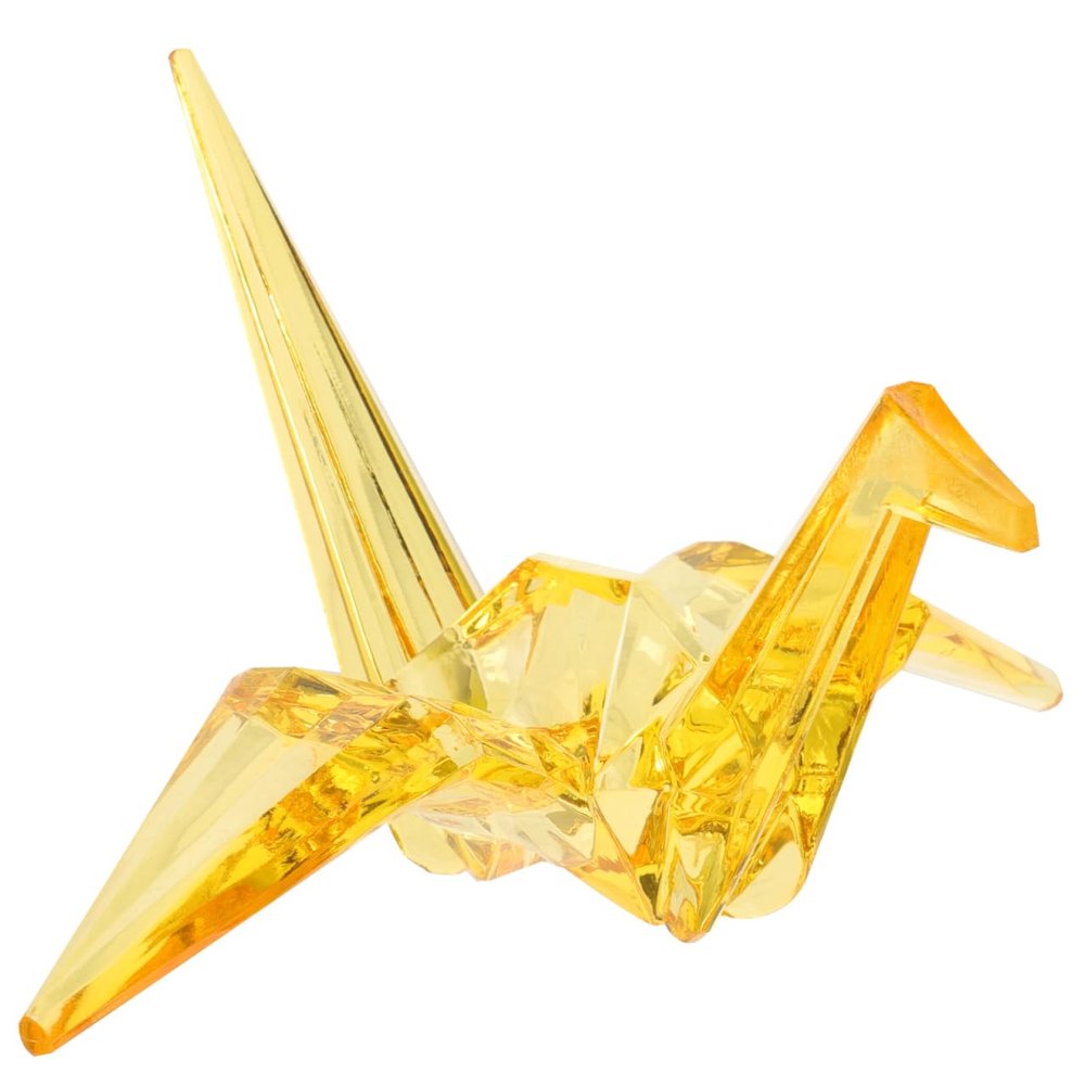 Baluue Crystal Origami Crane Model, Desktop Origami Crane Figure Transparant Animal Statue Paper Crane Decor Children Origami Crane Toys Orange Ornaments