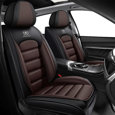 3DLEATHER for Toyota Camry 2023 All Season Front Seats Cover, 360 Full Coverage Customized Seat Protectors Airbag Compatible, Waterproof & Non-Slip (Black & Coffee/Standard Style)