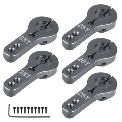 CrazyHobby 5PCS Aluminum 25T Servo Horns M2.5 Threads Steering Arm Compatible with Futaba Savox Power HD HSP MG995 MG996 Servos for RC Car Upgrades
