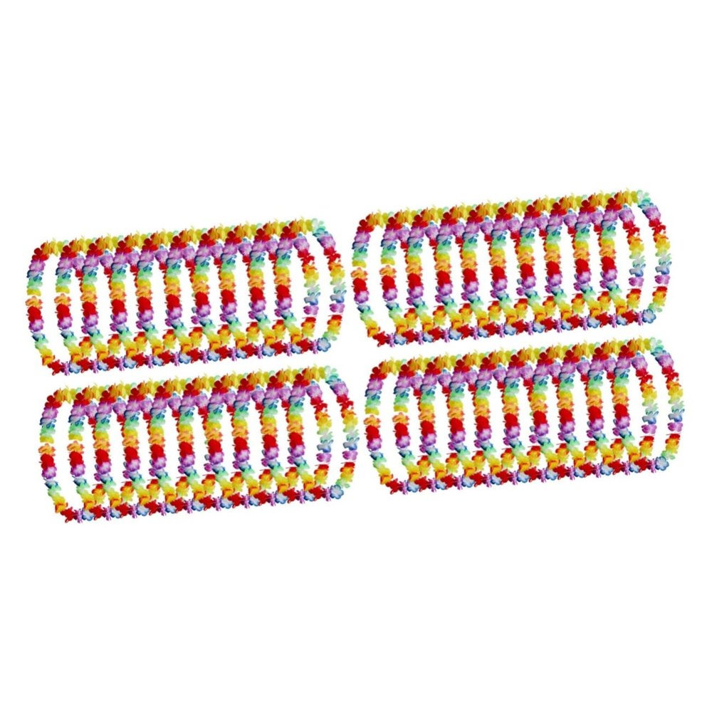 Holibanna 40pcs Tropical Luau Garland Necklace Hawaii Flowers Necklace for Beach Gatherings Celebrations