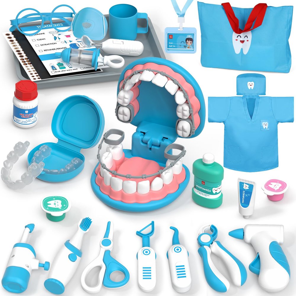 Lehoo Castle Doctor Kit for Toddlers 3-5, Kids Dentist Play Set, Toys for 4+ Year Old Girls Boys, Pretend Play for Toddlers 2-4, Kids Doctor Playset, Medical Kits for Boys 3+