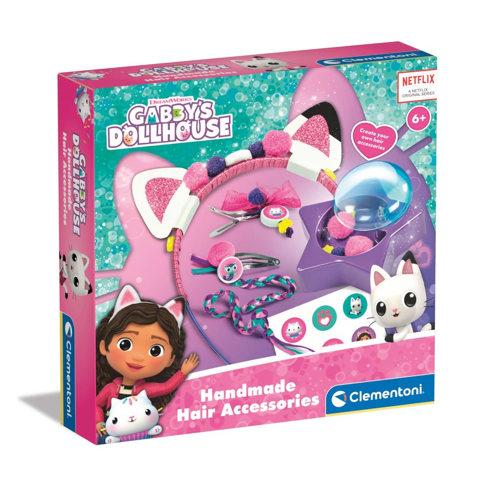 Clementoni 18800 Gabby's Dollhouse Gabby's Dollhouse Hair Accessories Set to Create Creative Game 6 Years Decoration for Girls Hair Accessories Multicoloured, Small