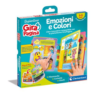 Clementoni - Sapientino Emotions and Colours Electronic Children Compatible with Girapagina, Educational Game 3 Years, Acoustic Learning Book, Approach to Reading, Multicoloured, 16645