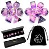 Haxtec Sharp Edge Dice Set and Round Purple Galaxy Dice Bundle D&D Dice with Dice Case and Dice Bag view 1