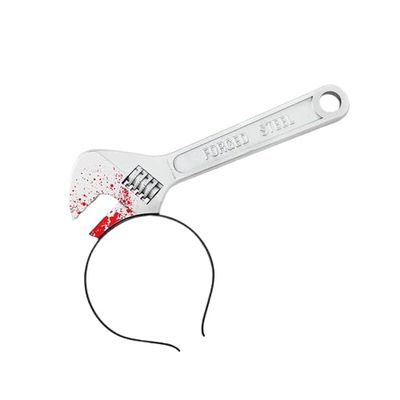 Boolavard Halloween Hair Hoop Horror Blood Fake Ax Saws Knife Gothic Headband Prop Decor (Spanner)