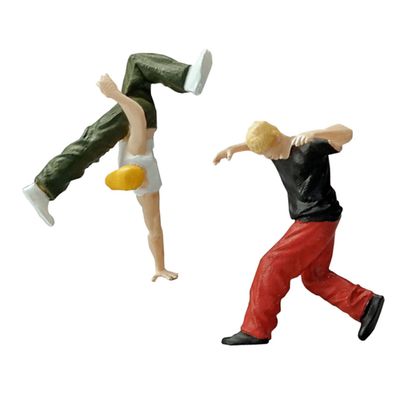 2 Pcs Hip-hop Model Miniature Small Sculpture Ballerina Figure Hiphop Models Mini Home Decor Male Figure Sand Table Fashion