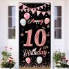 10th Birthday Banner,BTZO 10th Birthday Decorations Fabric Backdrop,Rose Gold Black Birthday Sign Poster,10th Birthday Door Wall Banner Backdrop for Girl Boy 10th Birthday Party,18590cm view 1