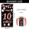 10th Birthday Banner,BTZO 10th Birthday Decorations Fabric Backdrop,Rose Gold Black Birthday Sign Poster,10th Birthday Door Wall Banner Backdrop for Girl Boy 10th Birthday Party,18590cm view 2