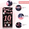 10th Birthday Banner,BTZO 10th Birthday Decorations Fabric Backdrop,Rose Gold Black Birthday Sign Poster,10th Birthday Door Wall Banner Backdrop for Girl Boy 10th Birthday Party,18590cm view 3