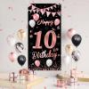 10th Birthday Banner,BTZO 10th Birthday Decorations Fabric Backdrop,Rose Gold Black Birthday Sign Poster,10th Birthday Door Wall Banner Backdrop for Girl Boy 10th Birthday Party,18590cm view 4