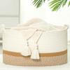 Norheirui Large Woven Cotton Rope Basket for Storage, Blankets & Toys - 20'x13'x11', White/Brown view 1