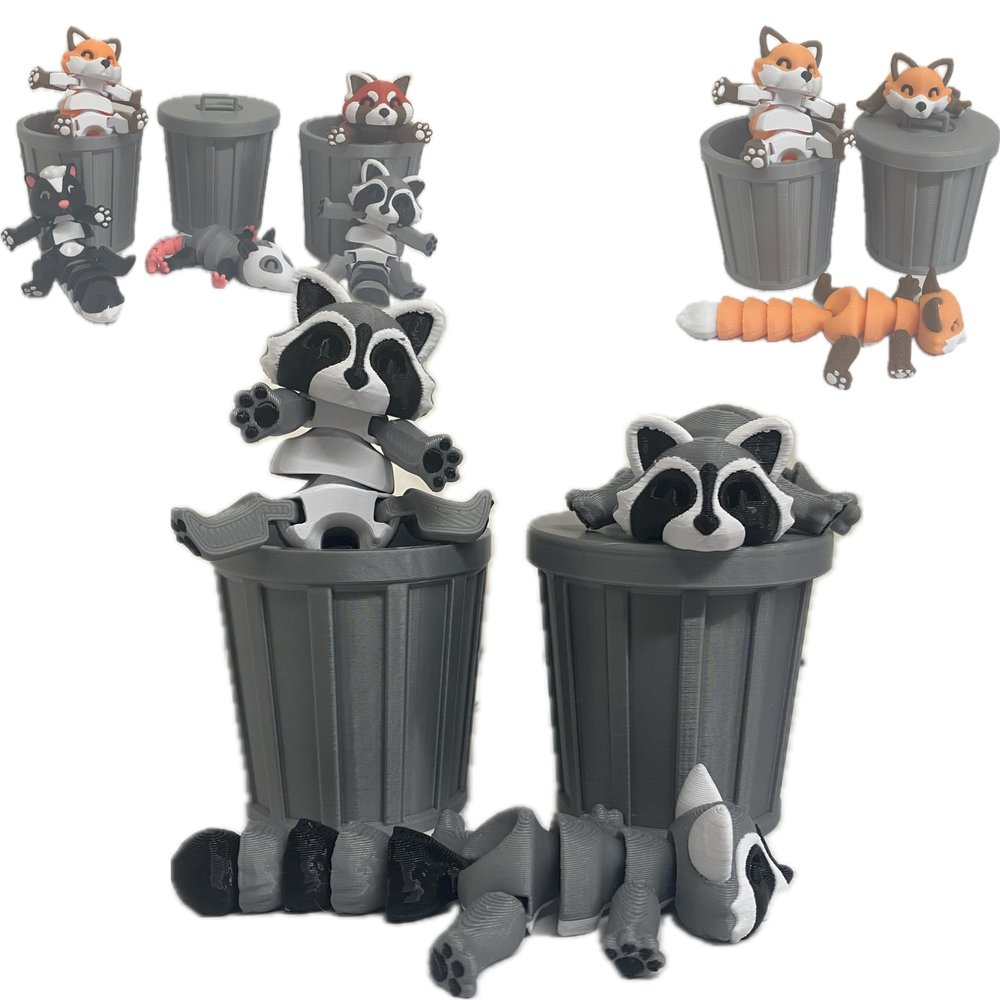 Palmenez Industries Flexi Trash Pets with Trash Can - Made in USA (Raccoon)