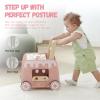 Wooden Baby Walker, Multifunctional Ice Cream Cart Activity Toy for Learning to Push Walk with Wheels, Pretend Playset Ideal for Toddlers, Boys and Girls Ages 18-36M view 2