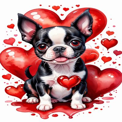 1000 PieceAdult and Youth Heart and Animals Puzzles Boston Terrier Fun and challenging,Red Heart Themed Puzzles,Great Gift for Family and Friends Dimensions 20 X 28.8 Inche