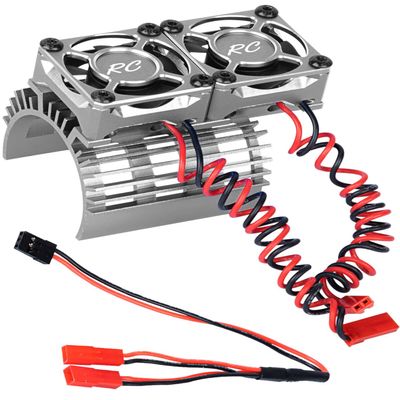 hopsupRC Motor Cooling Fan Upgrades Part 1/8 RC Car 40mm 42mm Brushless Motor,Motor Cooling Fans Surpass Hobby Twin 30mm RC Car Motor Fan with Metal Cover 4068 4274 Brushless Motor Heatsink,Titanium