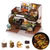 Hallisun DIY Miniature House Kit, Mini Forest Momo Teashop Building Set, 3D Wooden Dollhouse with Dustproof Cover, Creative Handmade Home Decoration, Gift for Adult Teen Birthday Christmas view 1