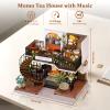 Hallisun DIY Miniature House Kit, Mini Forest Momo Teashop Building Set, 3D Wooden Dollhouse with Dustproof Cover, Creative Handmade Home Decoration, Gift for Adult Teen Birthday Christmas view 2