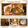 Hallisun DIY Miniature House Kit, Mini Forest Momo Teashop Building Set, 3D Wooden Dollhouse with Dustproof Cover, Creative Handmade Home Decoration, Gift for Adult Teen Birthday Christmas view 3