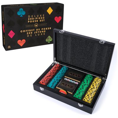 Spin Master Games, Cardinal Legacy Deluxe 200-Piece Poker Set, Premium Dual-Toned Poker Chips in Wooden Storage Case, 2-10 Players, for Ages 10 & Up
