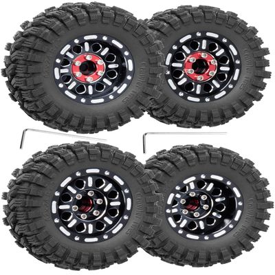 RcarmubWow RC 1.2in Beadlock Wheels & Tires for 1/18 TRX4M RC Crawler Car,1.2in Adjustable 4 Offsets Rims & & Rubber Tires,4pcs,Black