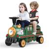 ANPABO 2-Seater Ride On Train Trackless, 12V Kids Car with Height-Adjustable Seat, Extra Storage, Headlight, Train Whistle & Music, Electric Car for Kids 3+ (Carriage Not Included), Green view 1