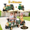 ANPABO 2-Seater Ride On Train Trackless, 12V Kids Car with Height-Adjustable Seat, Extra Storage, Headlight, Train Whistle & Music, Electric Car for Kids 3+ (Carriage Not Included), Green view 2