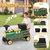 ANPABO 2-Seater Ride On Train Trackless, 12V Kids Car with Height-Adjustable Seat, Extra Storage, Headlight, Train Whistle & Music, Electric Car for Kids 3+ (Carriage Not Included), Green view 3