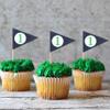 12Pcs Golf Cupcake Toppers - Golf Boy 1st Birthday Party Decorations, Boy Girl First Birthday Cupcake Toppers, Sports Themed Baby Shower Party Decor, Golf Triangle Flag Cupcake Topper view 1
