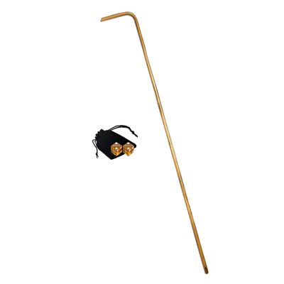 Craps Dealer Dice Stick Rattan 36" + Authentic Las Vegas Casino Craps Dice Matching Serial Numbers Bundle (Binion's (Yellow Polished))